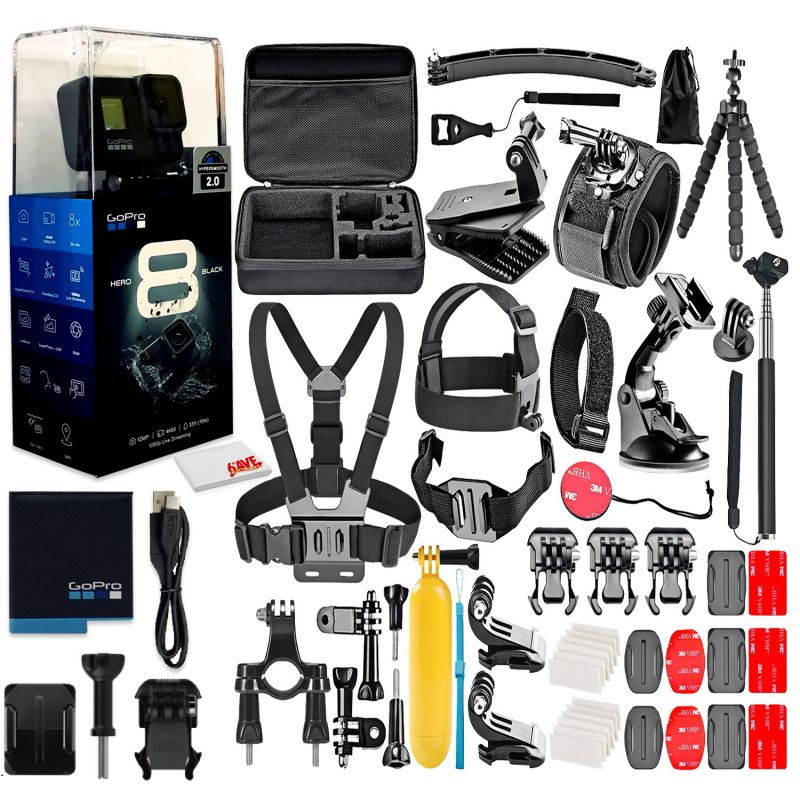 GoPro HERO8 Black Digital Action Camera - Waterproof, Touch Screen, 4K UHD Video, 12MP Photos, Live Streaming, Stabilization - With 50 Piece Accessory Kit - All You need Bundle