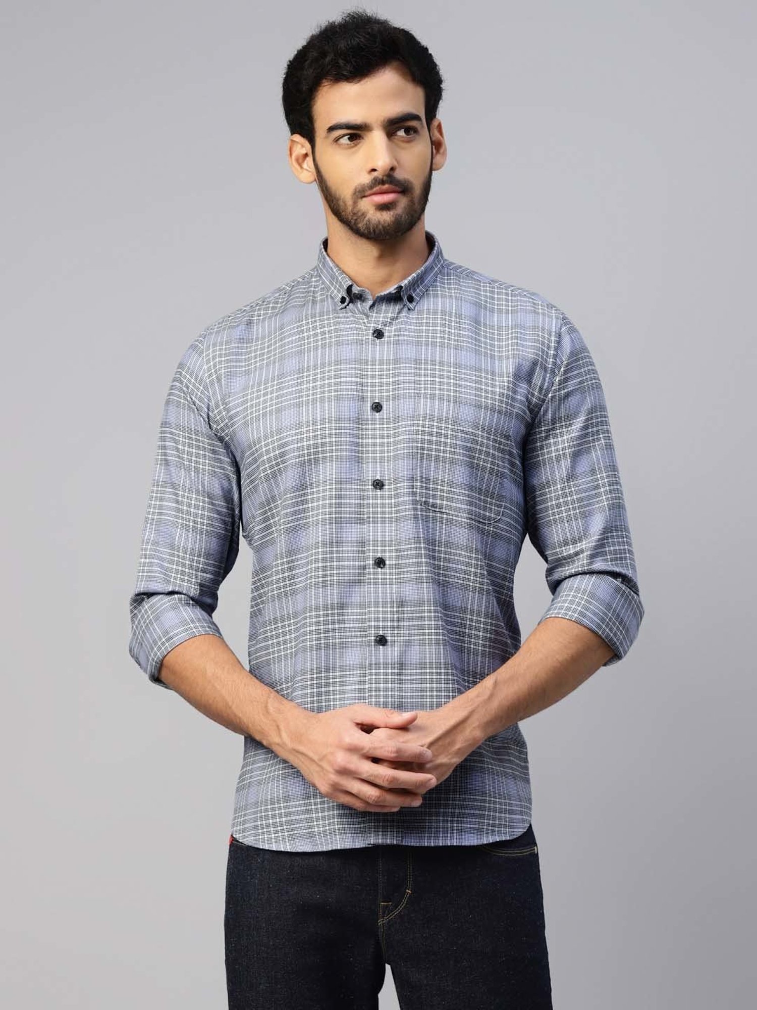 Don Vino Blue Slim Fit Check Shirt
