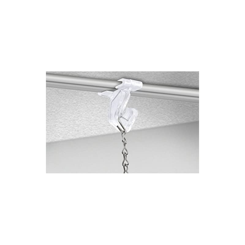 of 100 - Crystal Clear Hinged Polycarbonate Ceiling Hooks for Drop-Ceiling T-Bars, Holds up to 15 lbs. 1"W x 1 .5"H