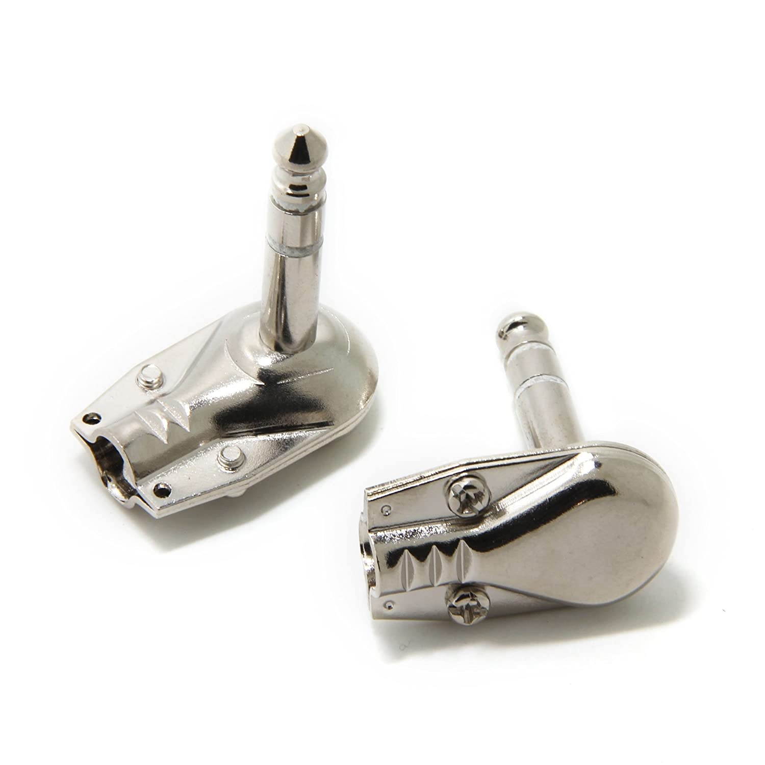 Ancable 4-Pack 1/4" Right Angle Plugs TRS Stereo Heavy Duty Flat Low Profile Pancake Style for Guitar, Instrument, Speaker/Microphone/Patch Cables - 6.35mm Male 1/4 Inch Phone Plug