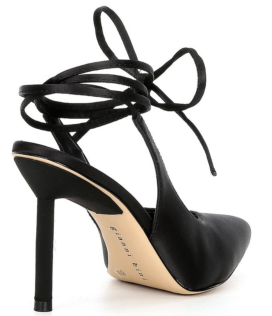 Gianni Bini Sirfeenah Satin Pointed Toe Ankle Wrap Pumps