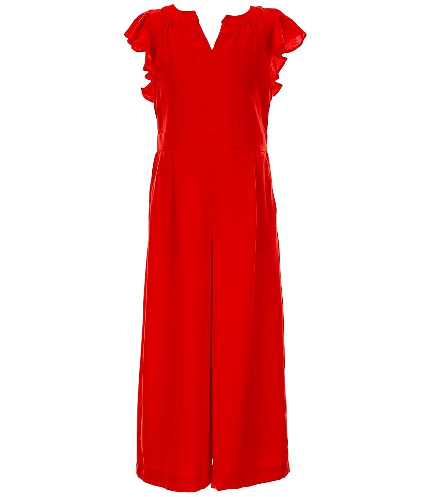 GB GB Girls Social Big Girls 7-16 Ruffle-Sleeve Cropped Jumpsuit