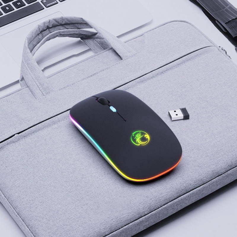 Wireless Mouse Luminous Effect 800/1200/1600 DPI RGB 3 Levels DPI Computer Mouse for Computer