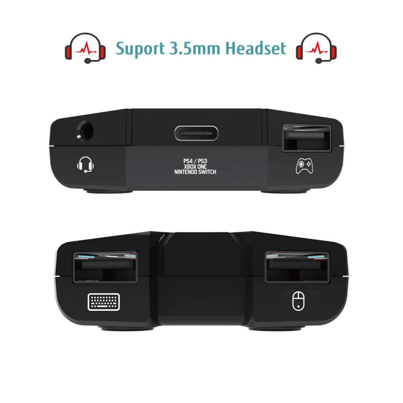 [Support 3.5mm Headset] HYCARUS Keyboard and Mouse Adapter for Nintendo Switch/Xbox One/ PS4/ PS3, PS4 Keyboard Adapter & Xbox Keyboard Adapter. Perfect for Games Like FPS, TPS, RPG and RTS, etc.