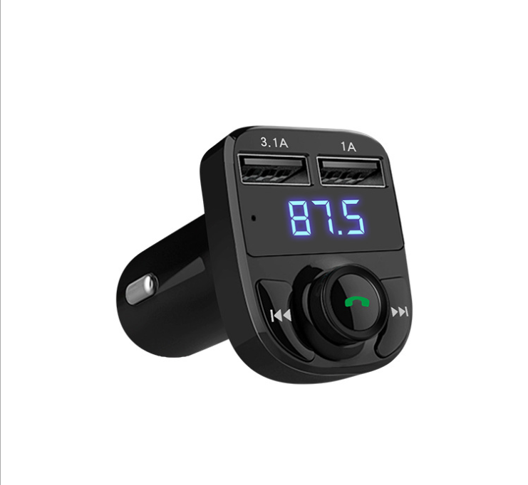 Hands-free calling car charger, wireless Bluetooth FM transmitter and radio receiver, Mp3 audio music stereo adapter, dual USB port charger, compatible with all smart phones, Samsung Galaxy, LG, HTC,