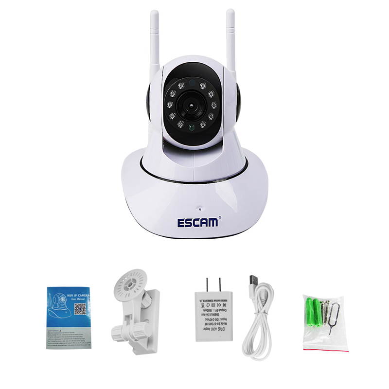 ESCAM G02 Dual Antenna 720P Pan/Tilt WiFi IP IR Camera Support ONVIF Max 128GB