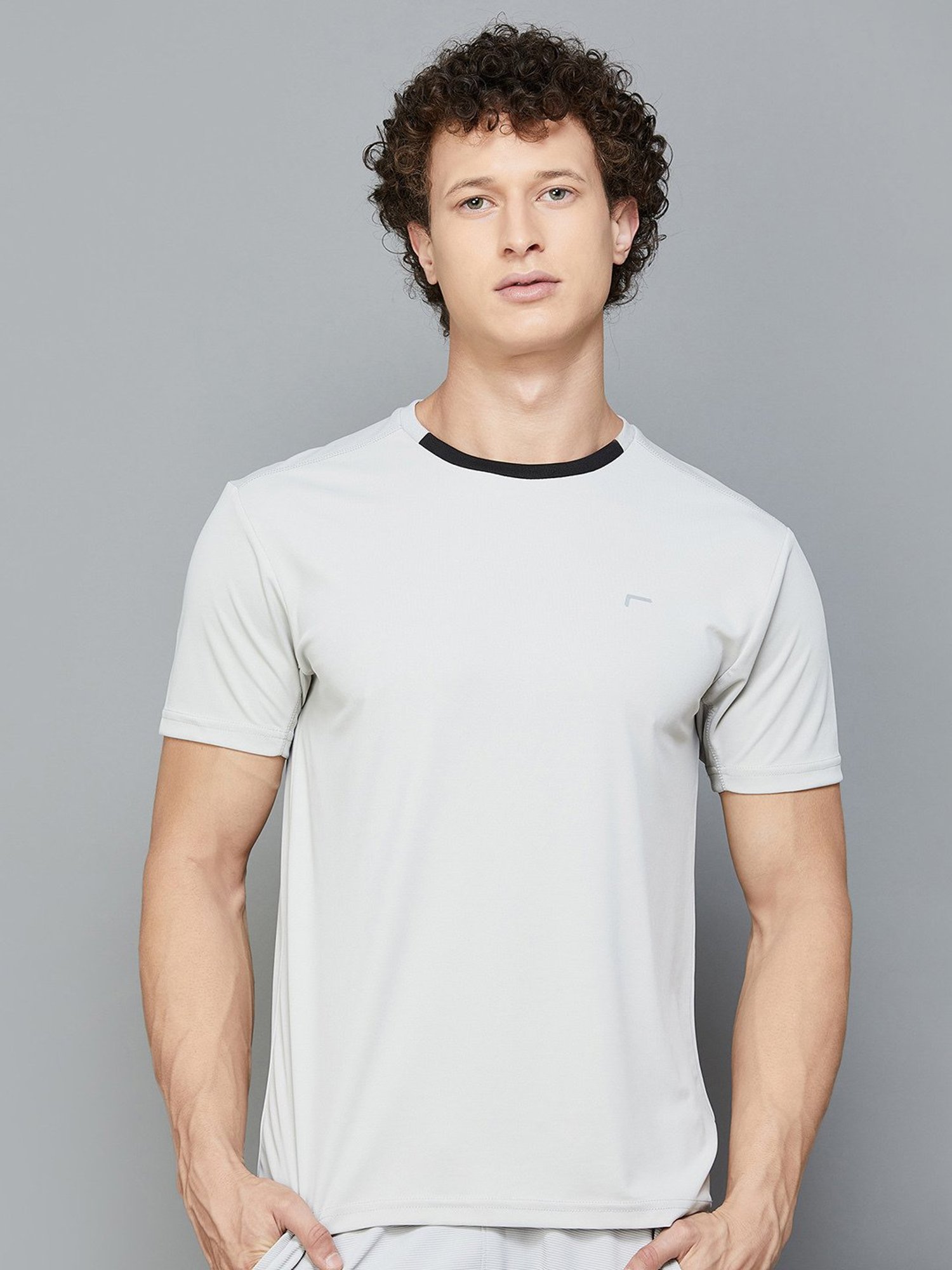 Fame Forever by Lifestyle Light Grey Regular Fit Sports T-Shirt