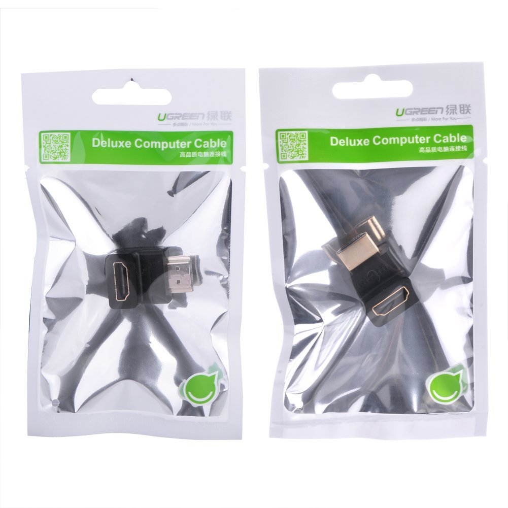 Ugreen High Speed HDMI Port Saver Male to Female Adapter Right Angled 90 Degree +270 degree