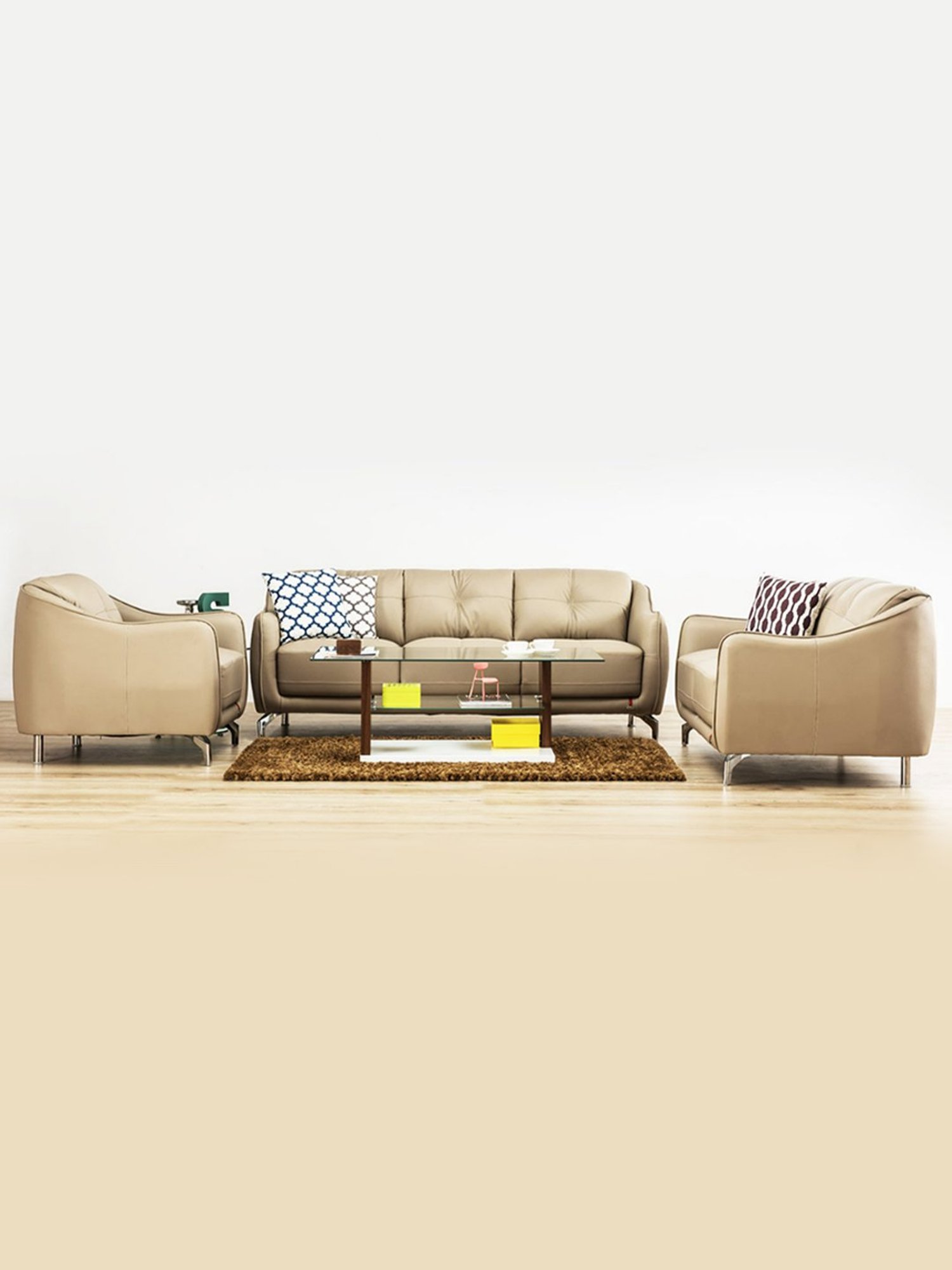 Durian Skyler Mushroom Brown Leather 1 Seater Sofa