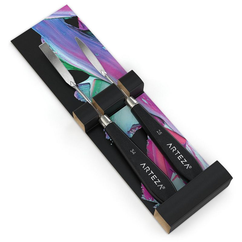 Arteza Palette Knives Art Tool Supply Set for Mixing and Applying Paint, #25 and #34 - 2 Pack (ARTZ-3631)