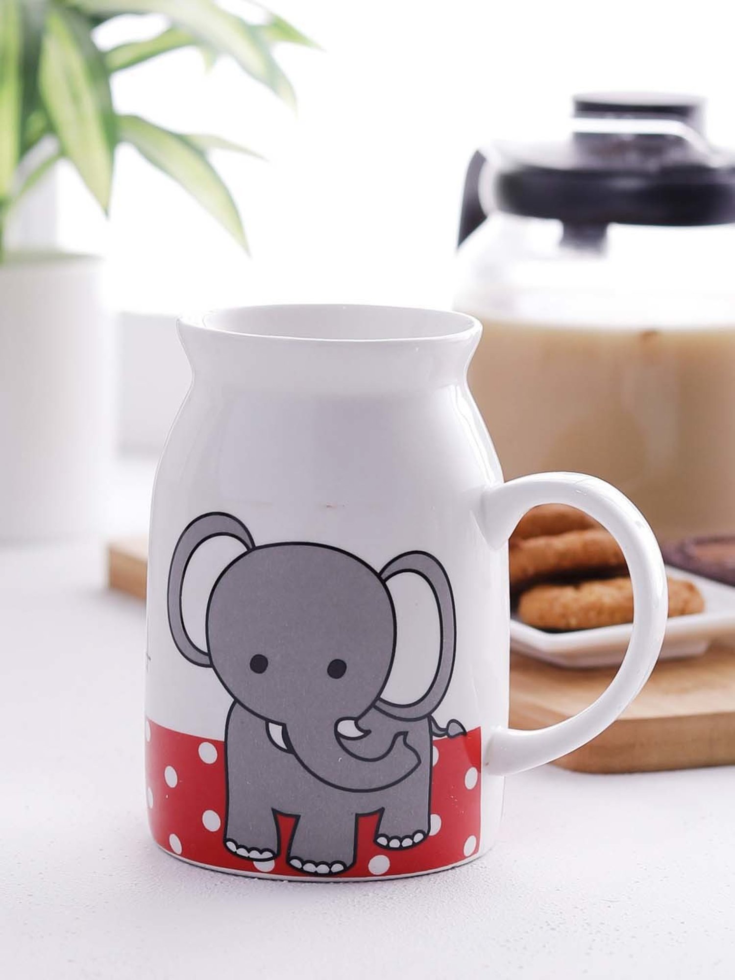 Clay Craft Multicolor Ceramic 7 cm Milk Mug (0.5 L) - Set of 2