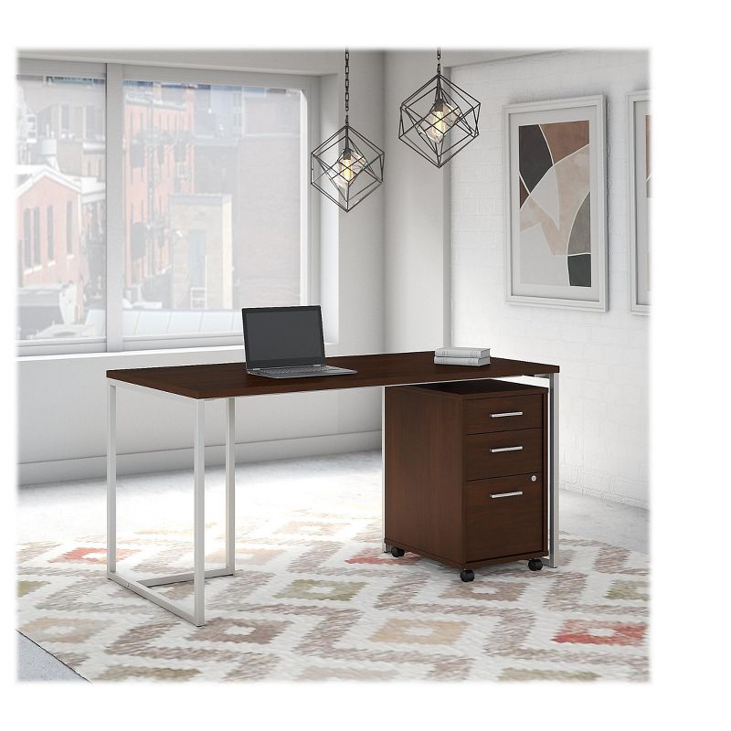 Office by kathy ireland 60 Computer Desk w/3-Drawer File Cabinet, Century Walnut MTH001CWSU