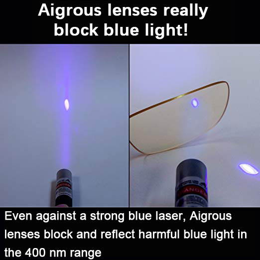 Aigrous Blue Light Blocking Glasses Amber Tint Anti Glare UV Digital Eyestrain, Unisex (Men/Women)