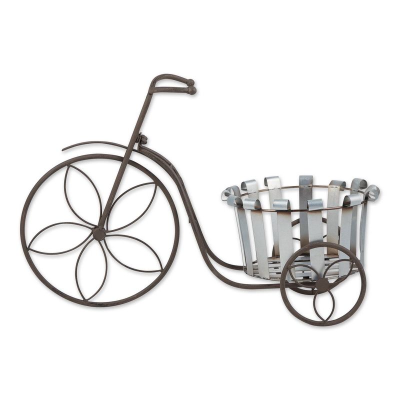 9.25" Indoor/Outdoor Iron Galvanized Bucket Bike Plant Stand Black - Zings & Things