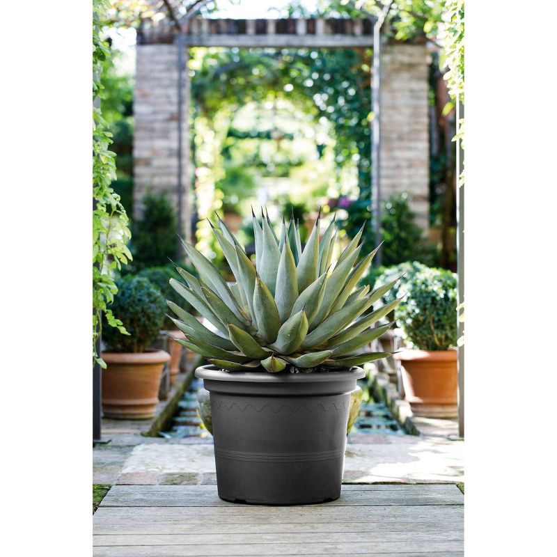 11.75" x 15.5" Indoor/Outdoor Resin Geo Planter Black - Alfresco Home LLC