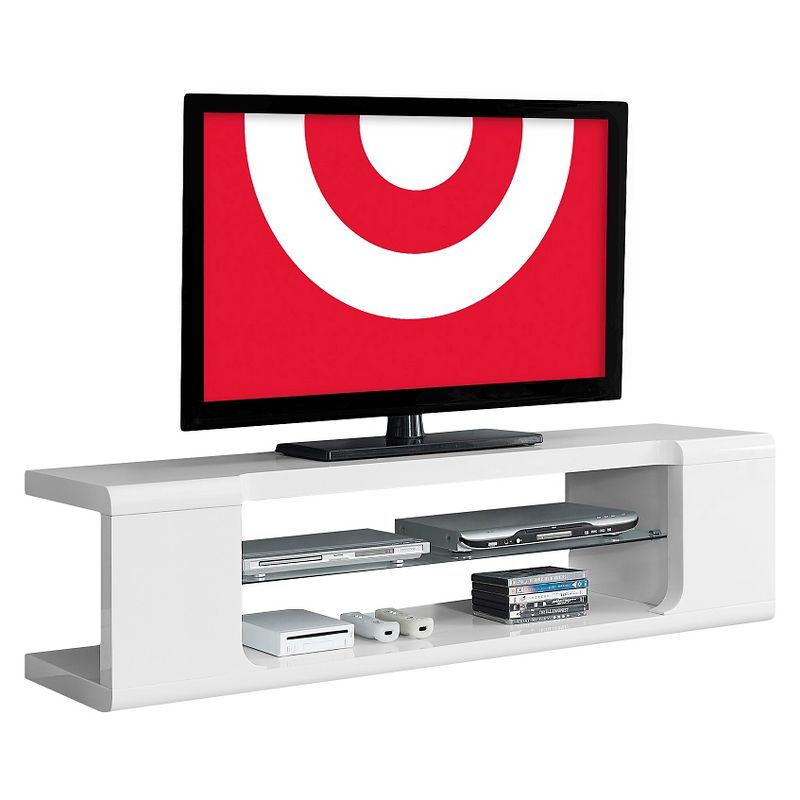 High Glossy TV Stand with Tempered Glass - White - EveryRoom