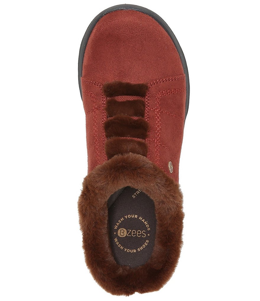 Bzees Golden Cozy Washable Slip-On Stretch Fabric Faux Fur Mules