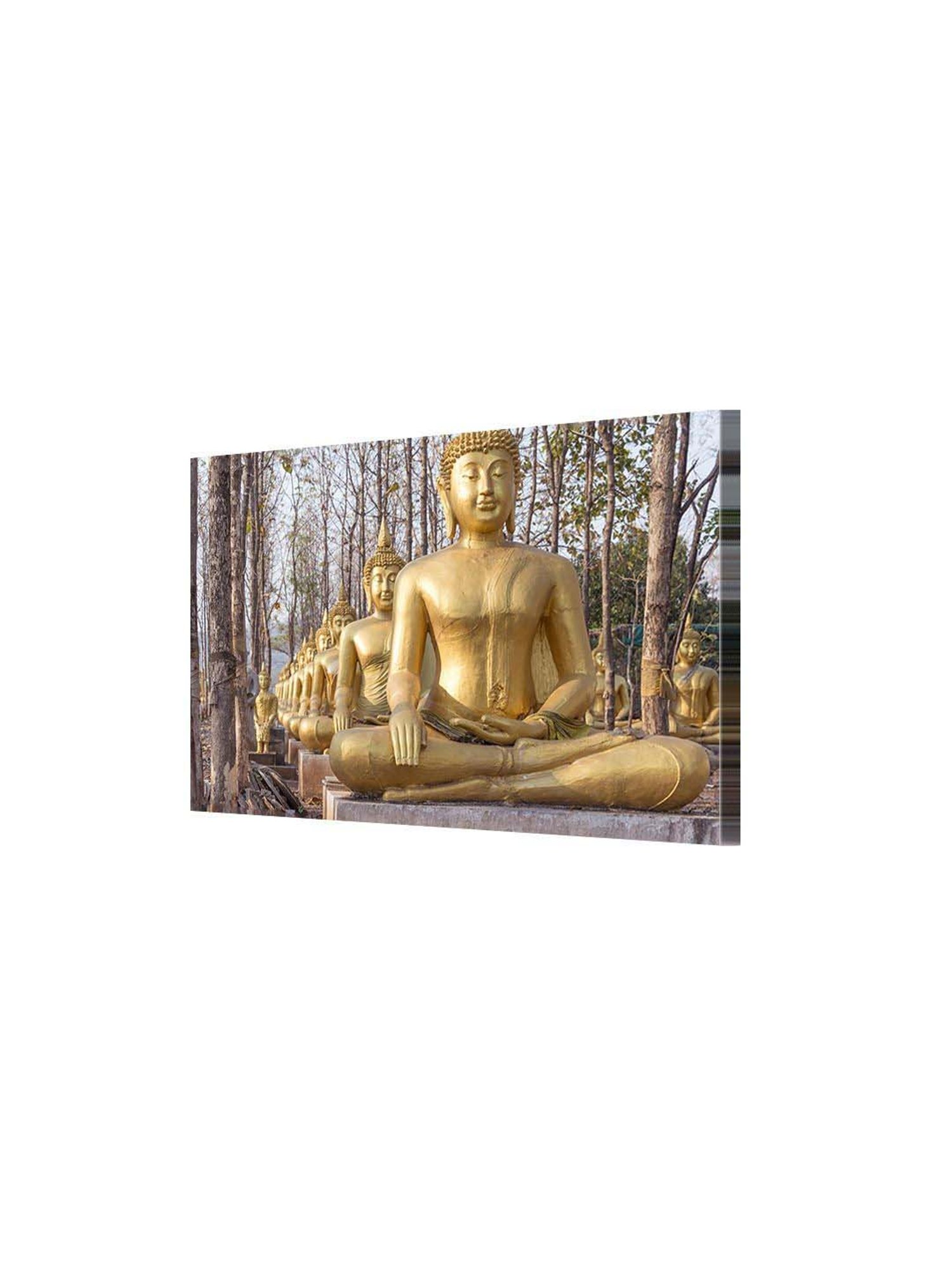 999store Yellow & Brown Line Of Gold Buddha Canvas Painting