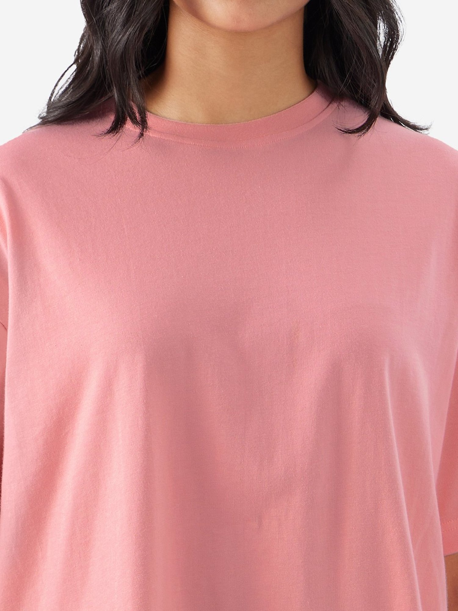The Souled Store Pink Relaxed Fit Oversized T-Shirt