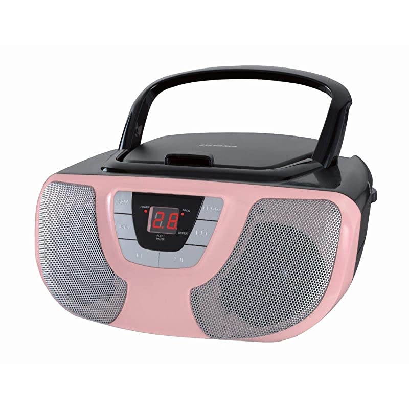 Portable Cd Player Boom Box with Am/FM Radio (Pink)