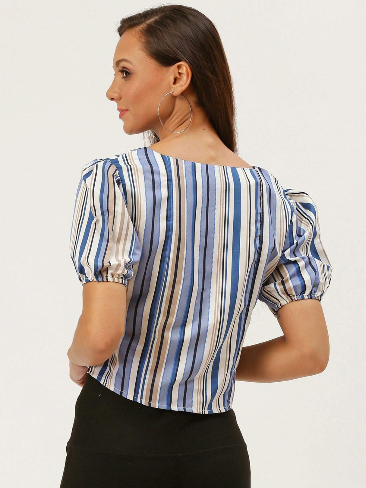 Carlton London Multicolor Striped Crop Top
