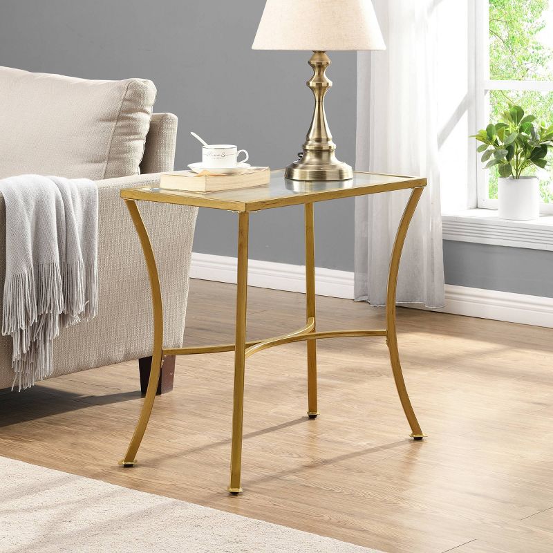 Palin Glass Top Accent Table Antique Gold - Carolina Chair & Table