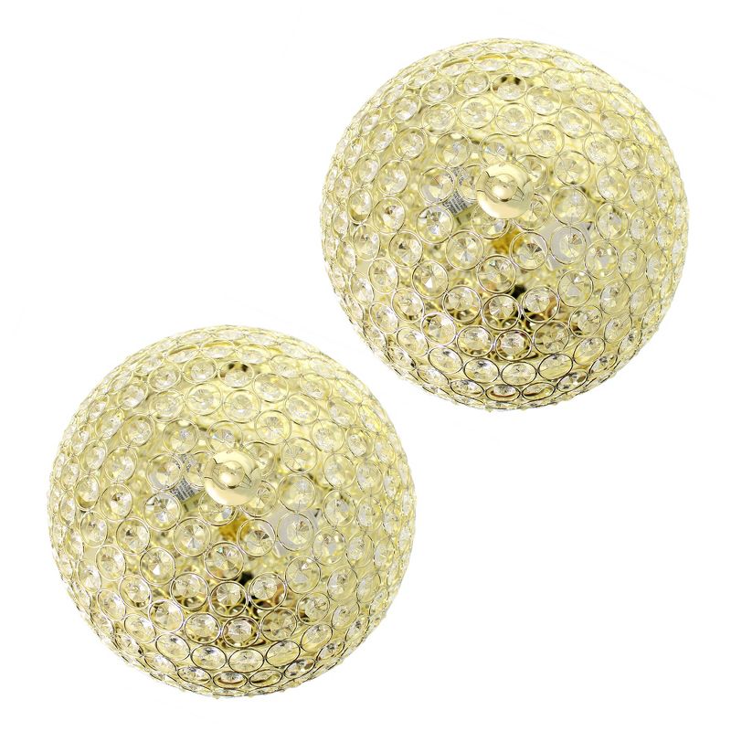 (2pk) 13" Elipse Crystal Flush Mount Ceiling Light Gold - Elegant Designs