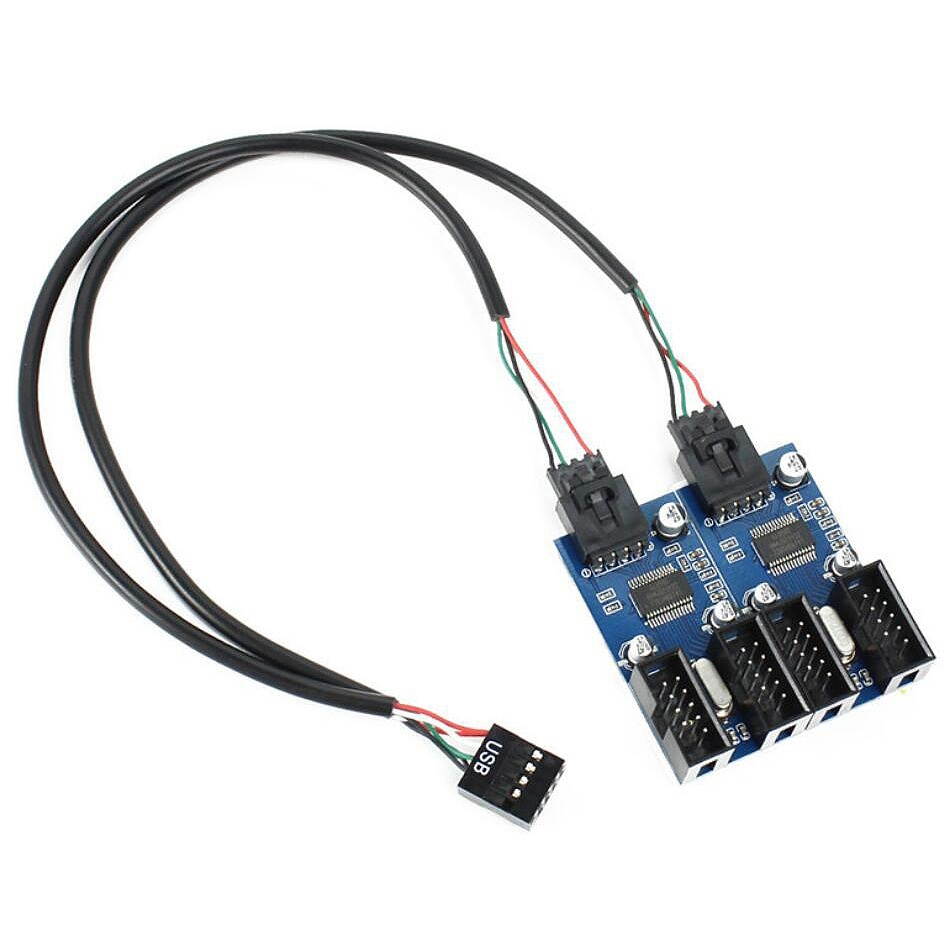Male 1 to 4 Female 9Pin USB Header Extension Cable Card Motherboard Hub Adapter