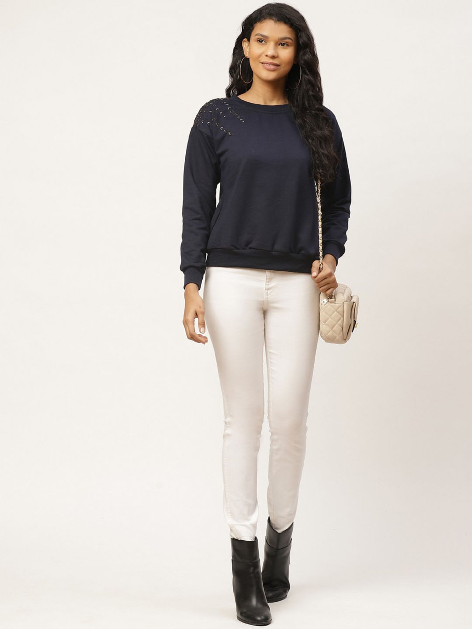 Belle Fille Navy Embellished Sweatshirt