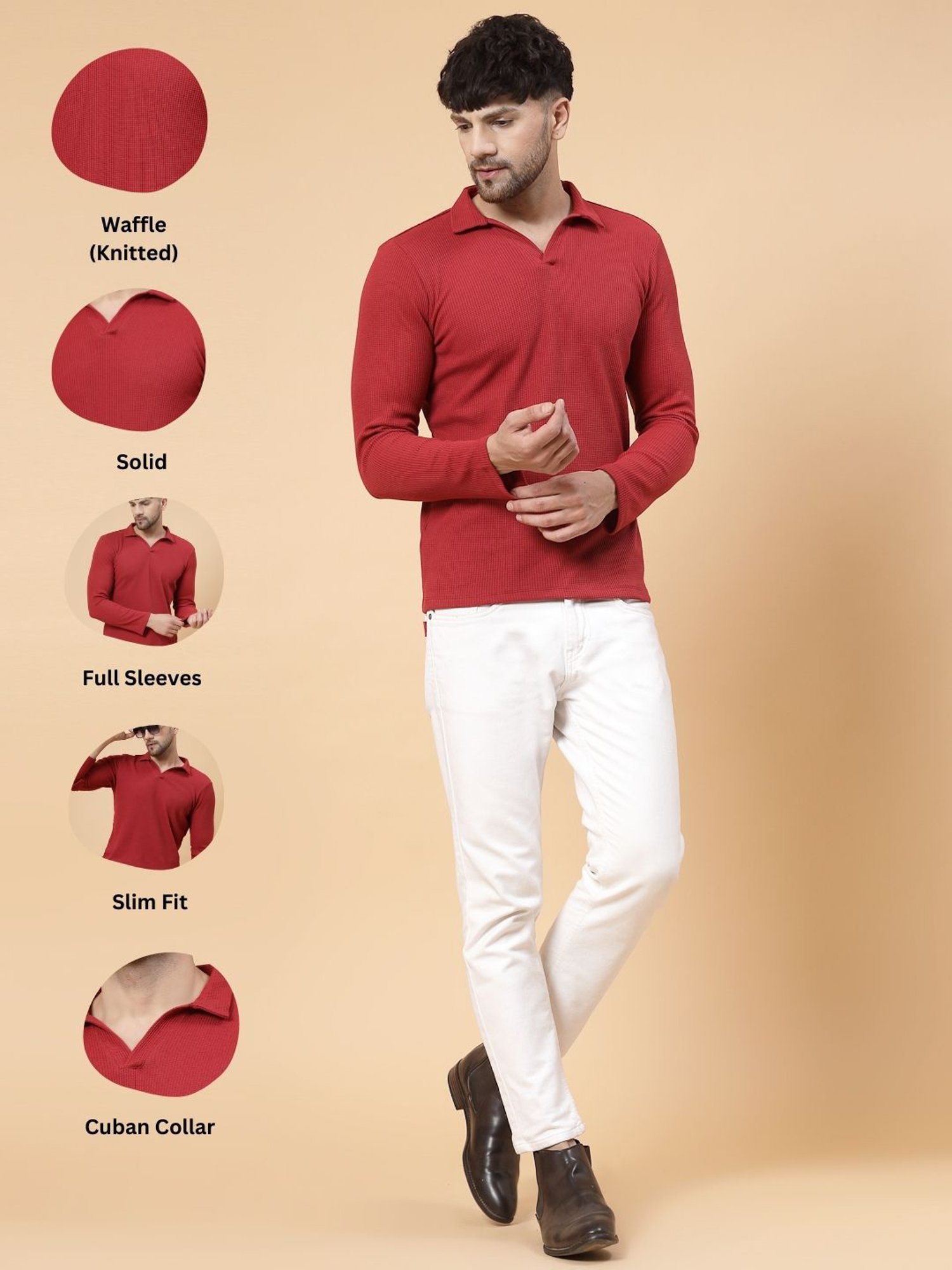 Rigo Maroon Regular Fit Printed Polo T-Shirt