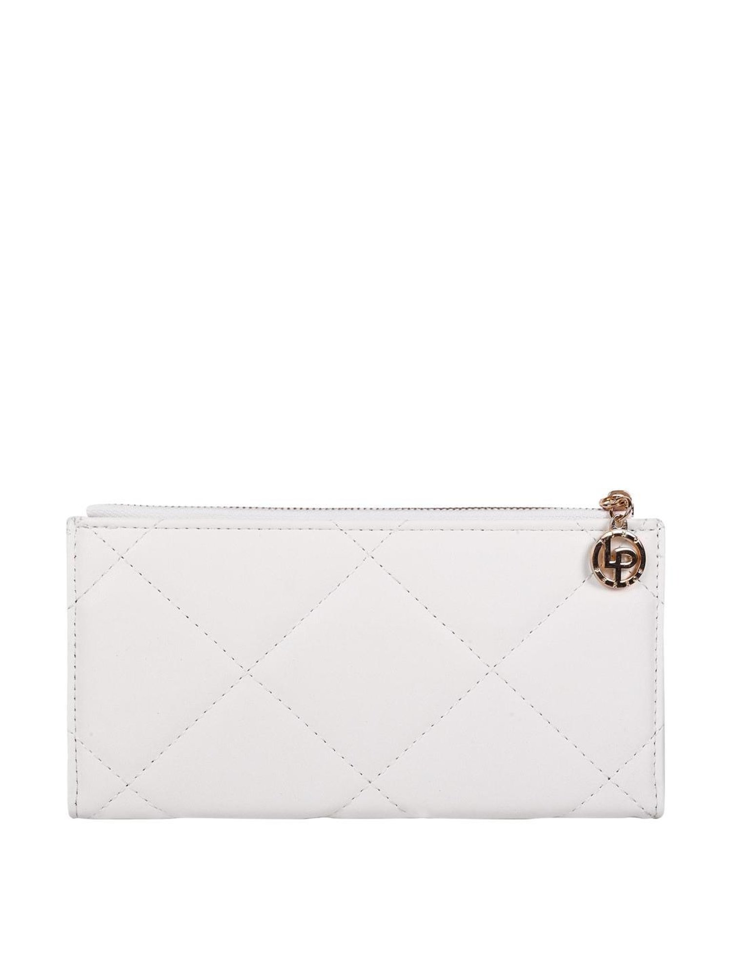 Lino Perros White Synthetic Quilted Bi-Fold Wallet