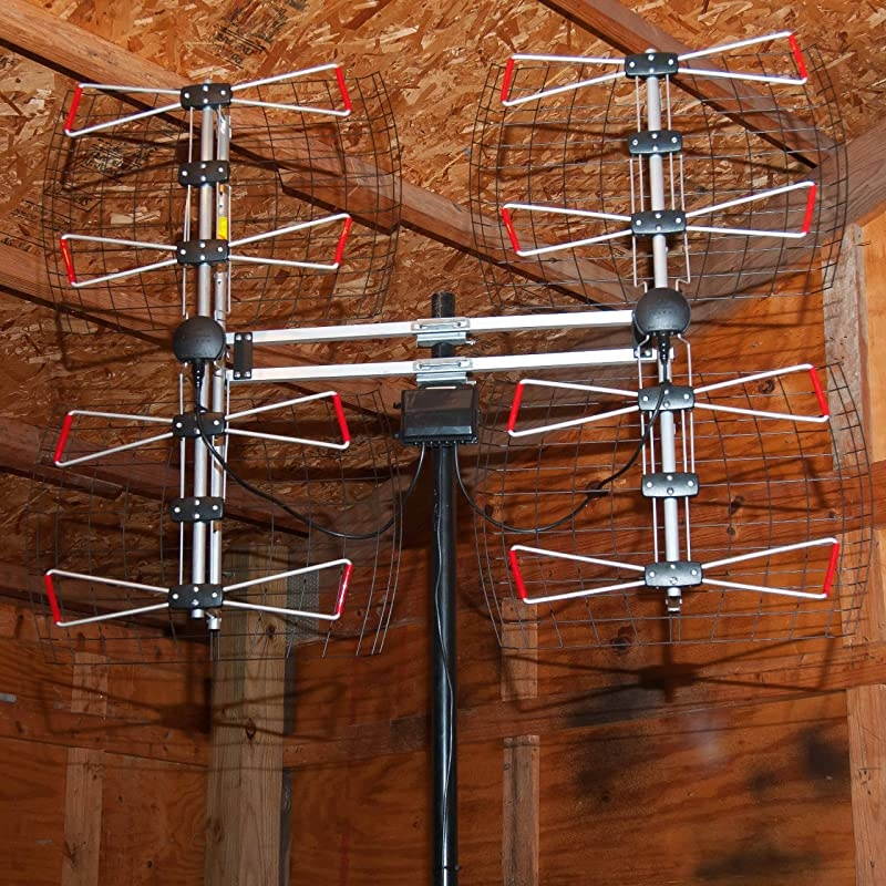 8Element Bowtie TV Antenna 70 Miles Range amp ClearStream Juice VHFUHF LowNoise Preamplifier System LowLoss Power Inserter Two 3622 HighPerformance Coaxial Cables