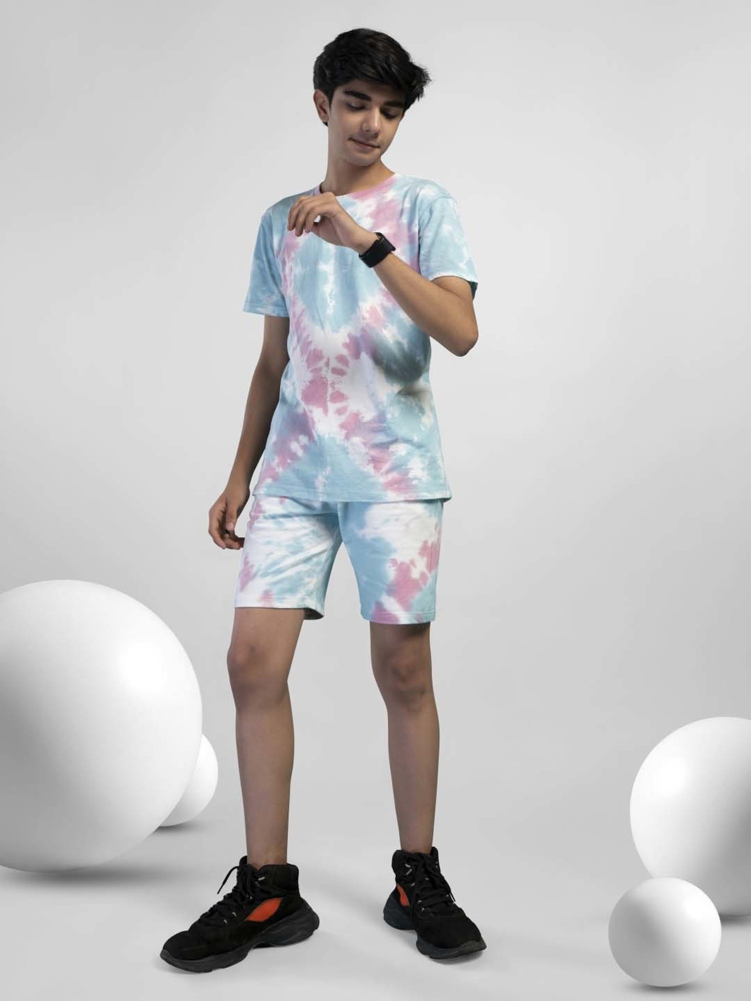 TeenTrums Kids Multicolor Cotton Over Dyed T-Shirt Set