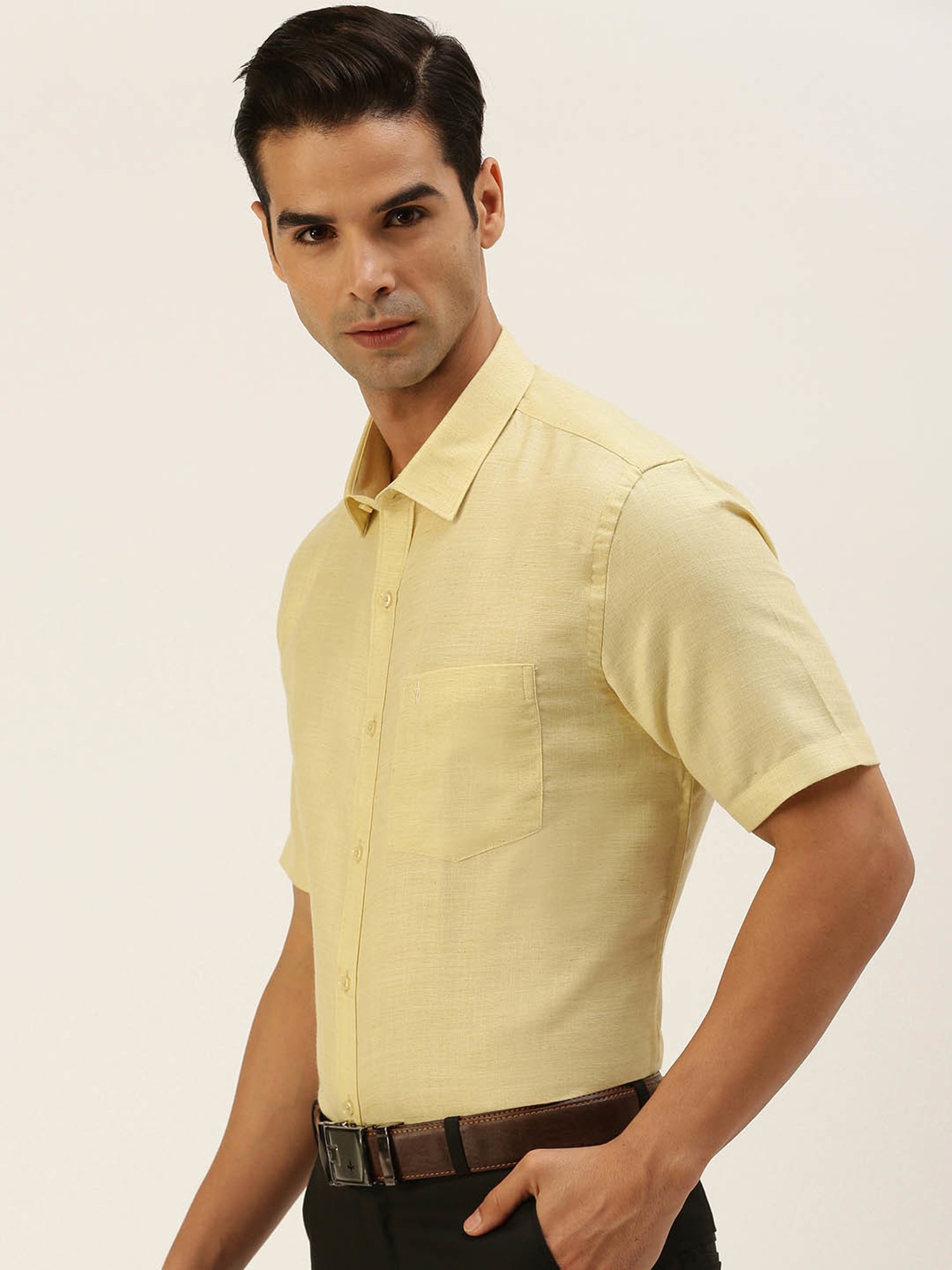 Ramraj Cream Regular Fit Shirt