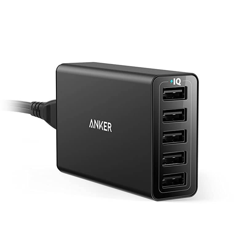 40W 5Port USB Wall Charger PowerPort 5 for iPhone XS XS Max XR X 8 7 6 Plus iPad Pro Air 2 mini Galaxy S9 S8 Edge Plus Note 8 7 LG Nexus HTC and More Black AKA2124111