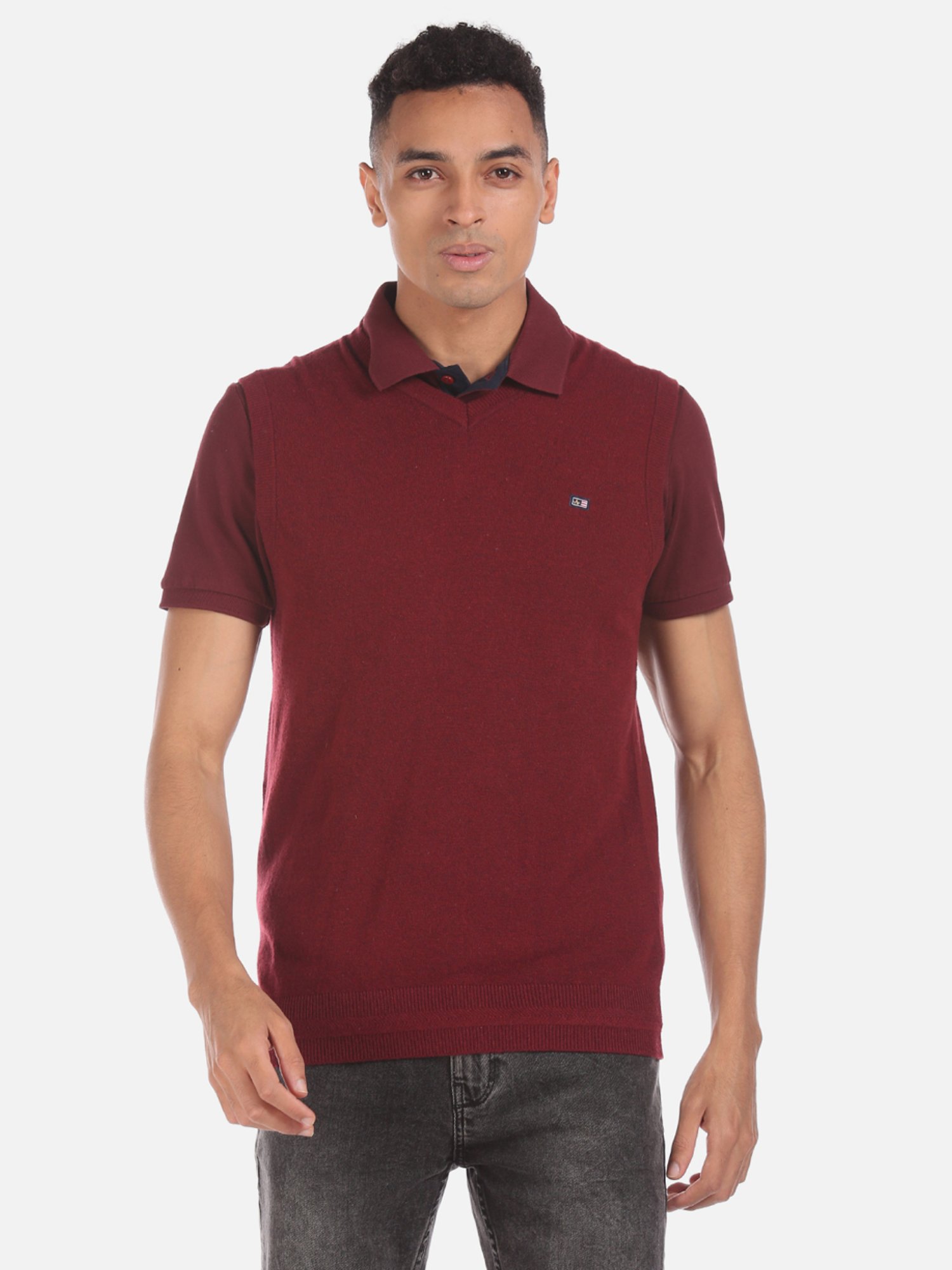 Arrow Sport Maroon Regular Fit Sweater