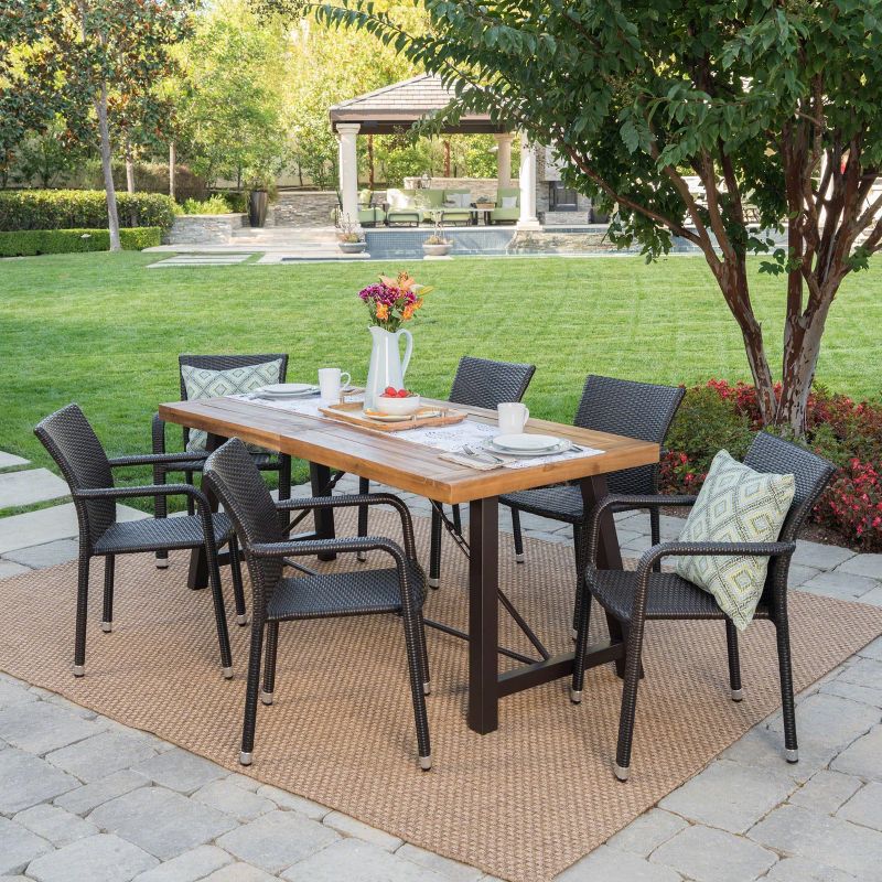 Circi 5pc Outdoor Dining Set - Black and Charcoal - CosmoLiving by Cosmoplitan