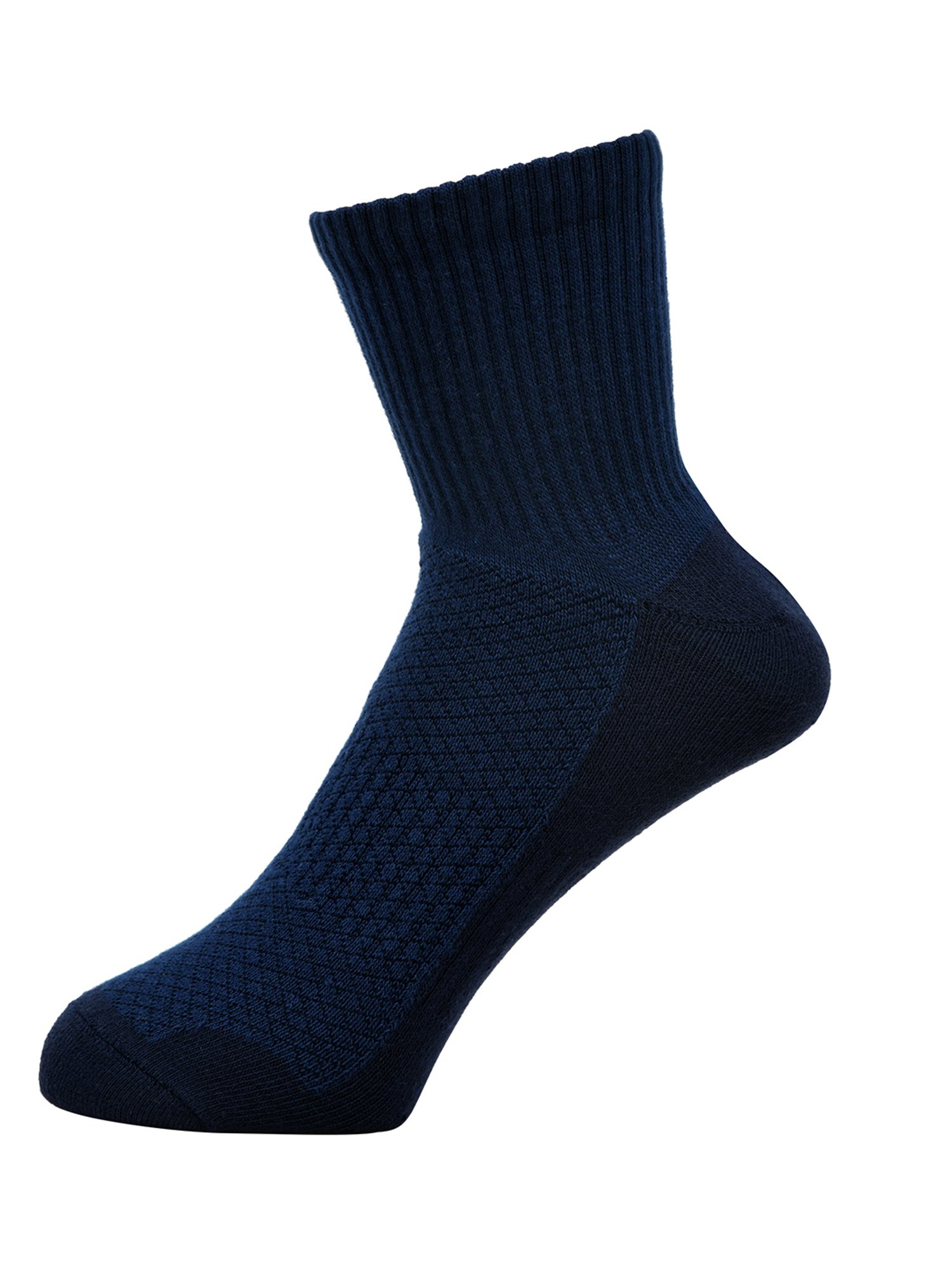 BALENZIA Cushioned Dark Grey & Navy Self Design High Ankle Sports/Gym Socks - Pack of 2