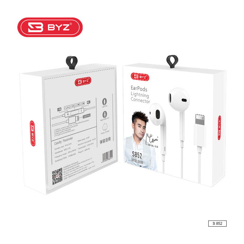 BYZ-S852M For Micro 3.5mm Interface Semi In-ear Music Earphone With Microphone With High Resolution And Bass