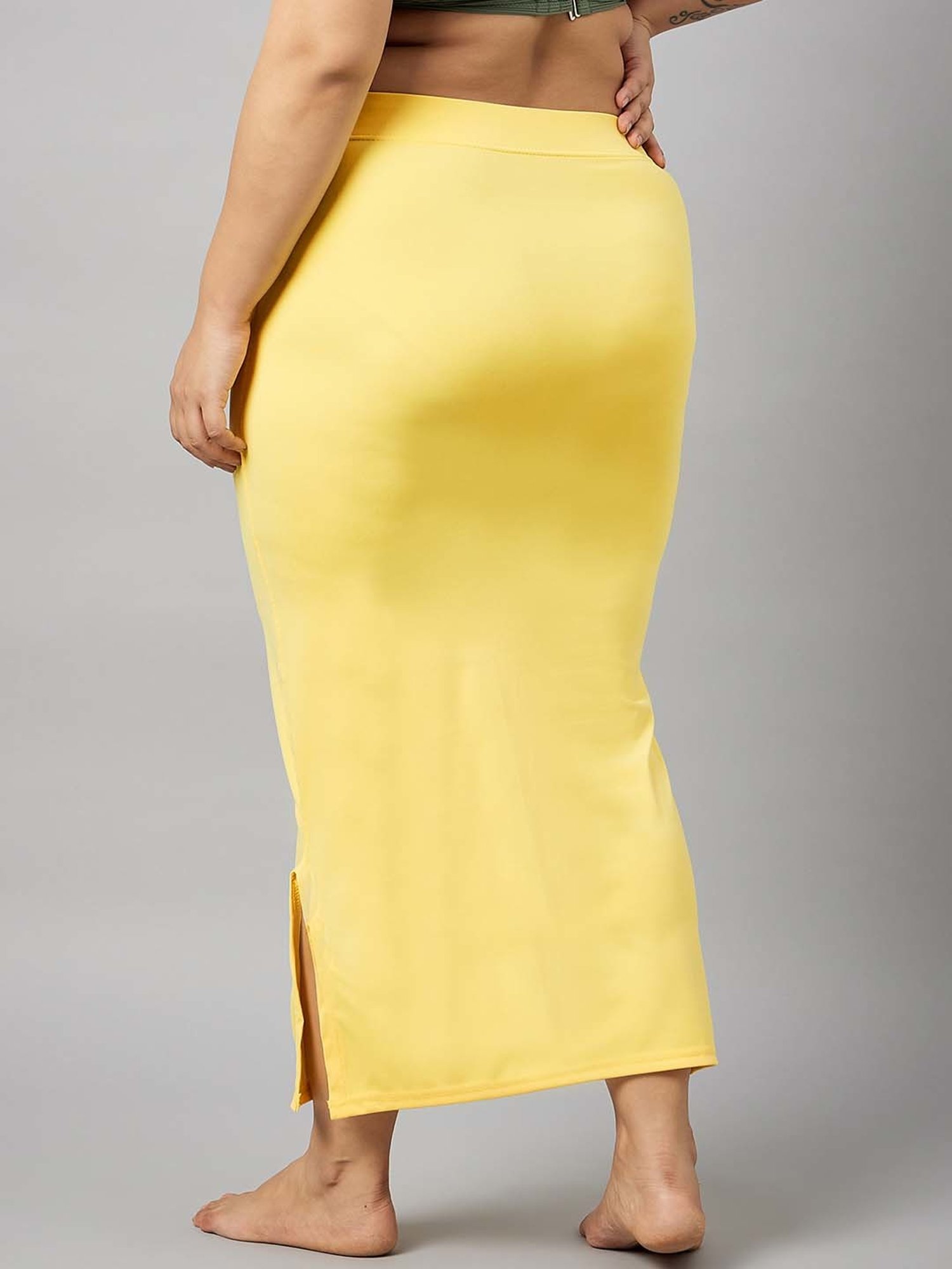 Secrets By ZeroKaata Black & Yellow Plain Saree Shapewear - Pack Of 2