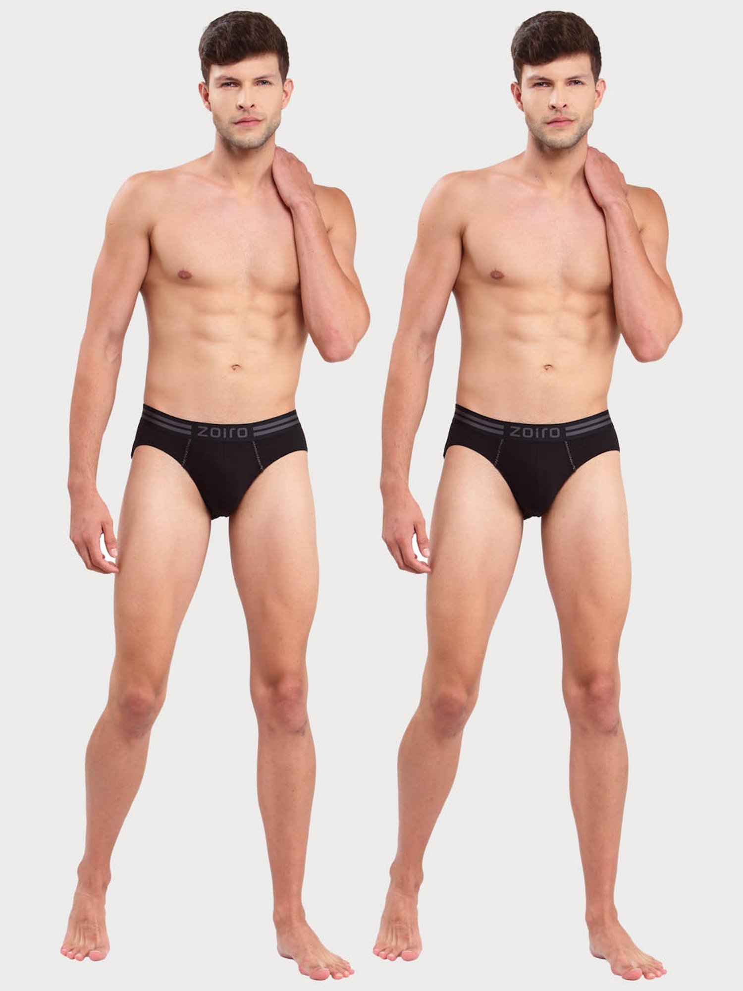 Zoiro Black Cotton Regular Fit Briefs - Pack Of 2