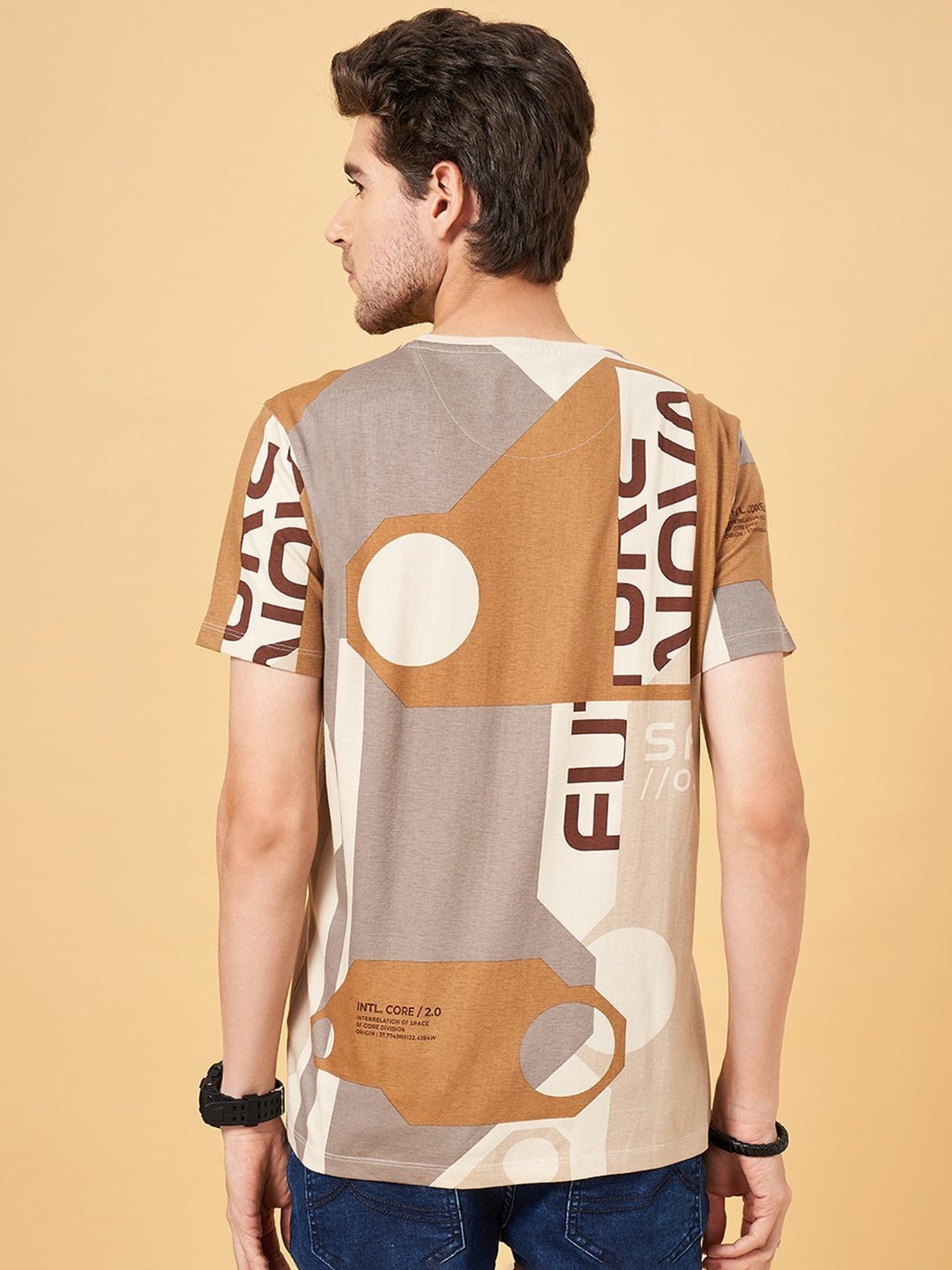 Sf Jeans By Pantaloons Sandshell Slim Fit Printed T-Shirt