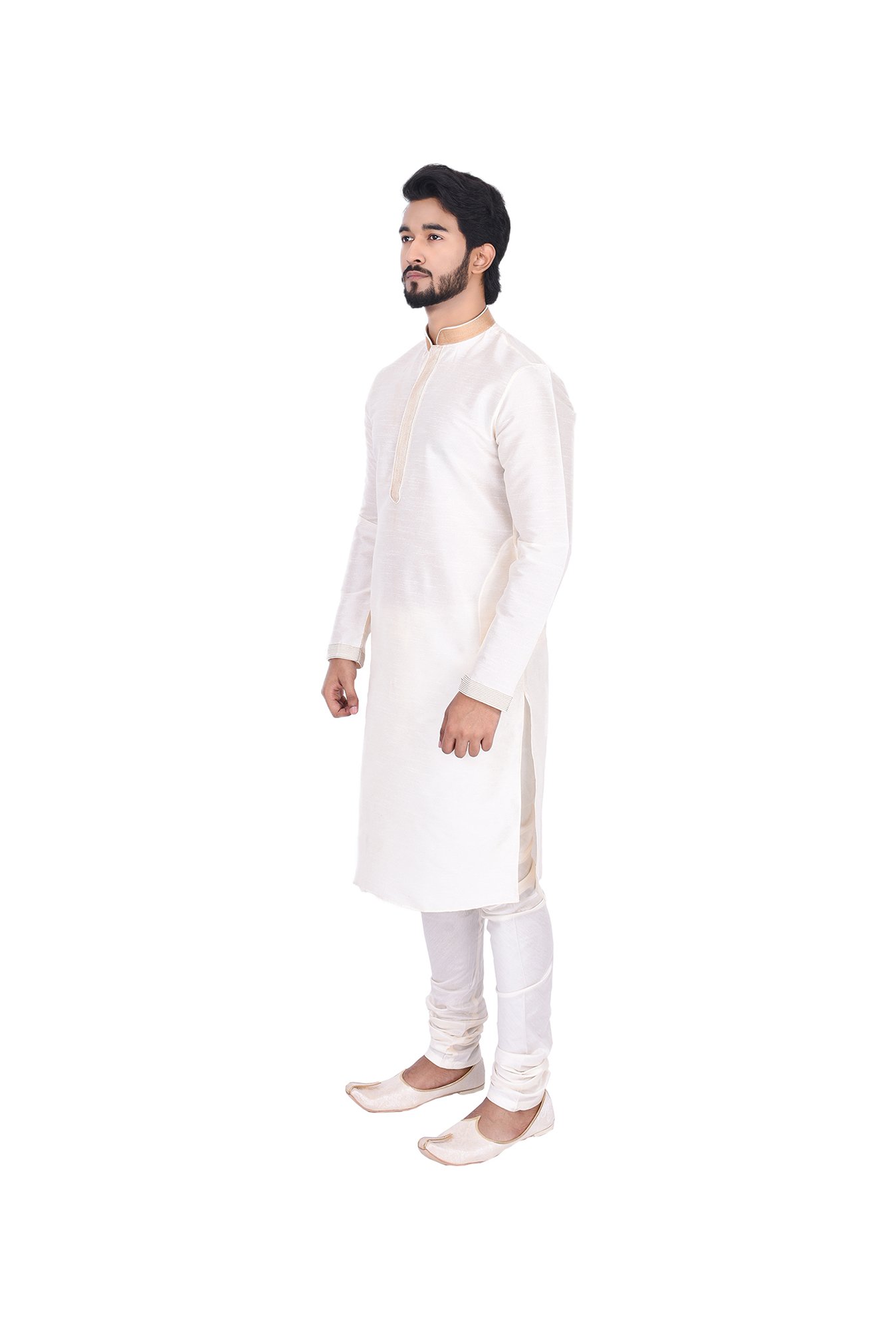 Manyavar Off White Self Design Kurta & Churidar Set