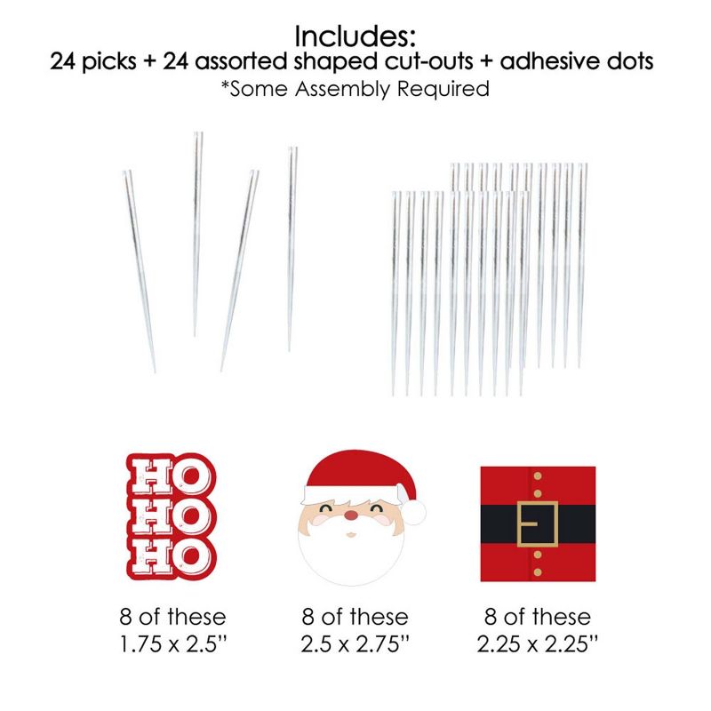 Big Dot of Happiness Jolly Santa Claus - Dessert Cupcake Toppers - Christmas Party Clear Treat Picks - Set of 24