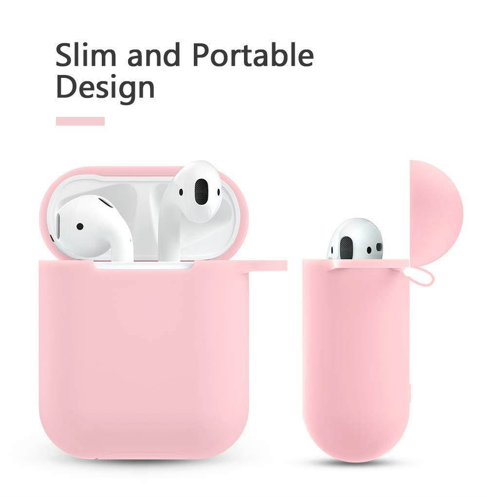 Airpods Case - BlUEWIND Drop Proof Air Pods Protective Case Cover Silicone Skin, Cute Fur Ball Airpods Keychain/Strap, Apple Airpods Accessories, Best Gift for Girls and Women, Pink