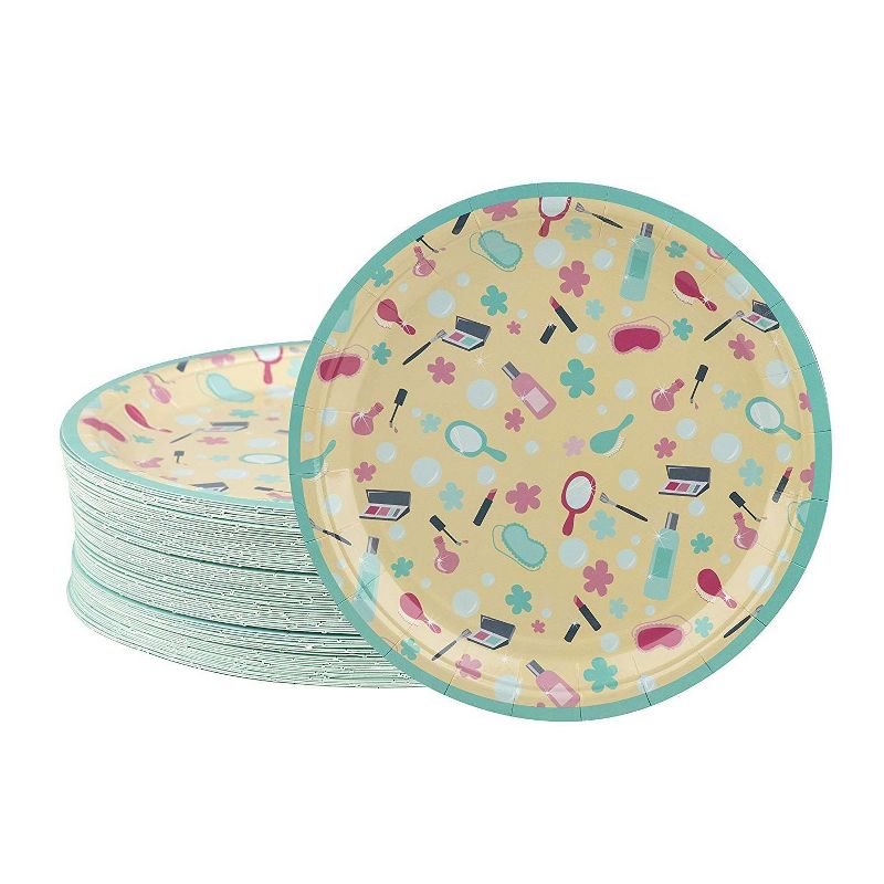 Blue Panda 80-Count Disposable Paper Plates, Spa Party Supplies Kids Birthdays Round 9"x9"