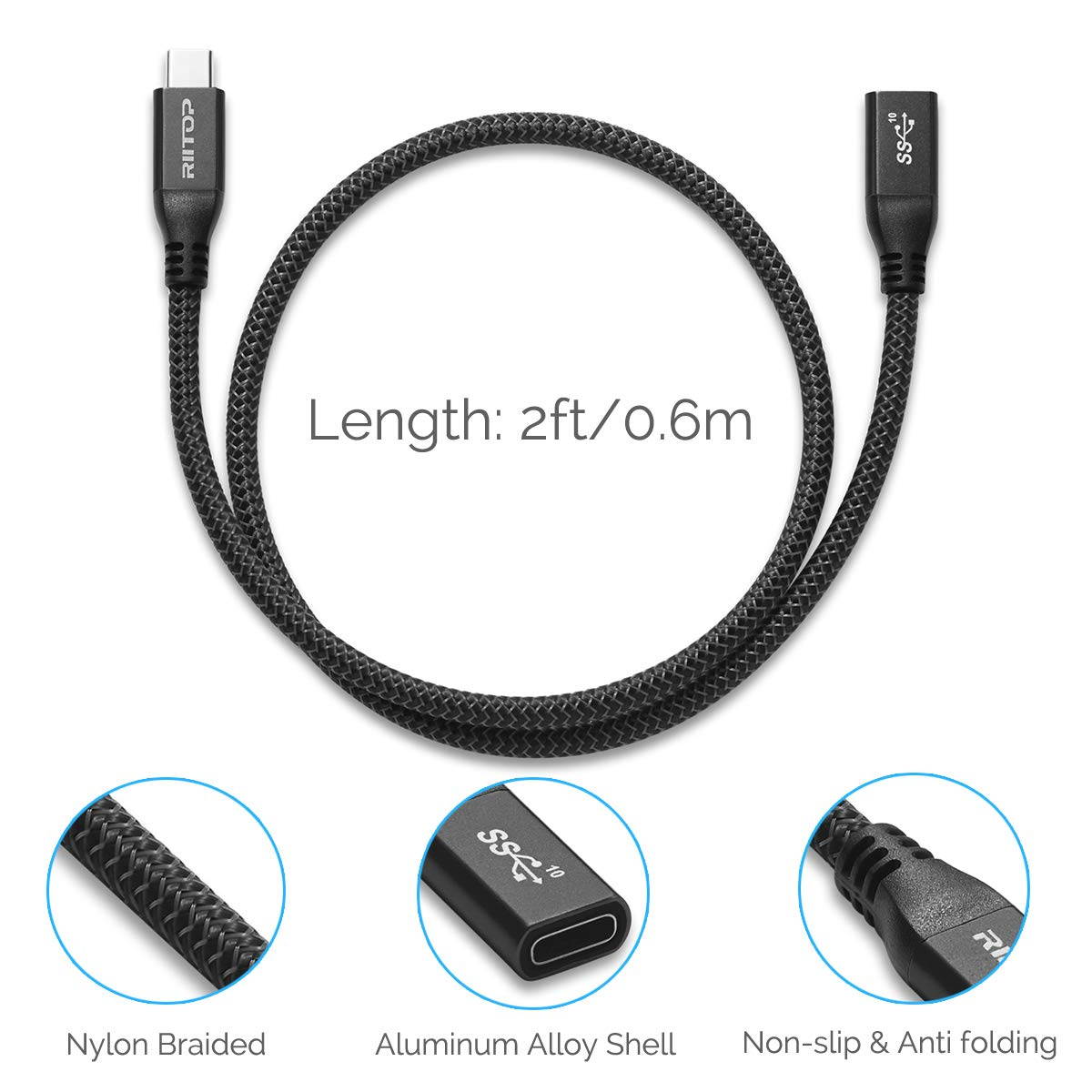Micro Connectors 8-Inch USB 3.1 Type C to USB 3.0 Type A Female Adapter (E07-174-OTG)