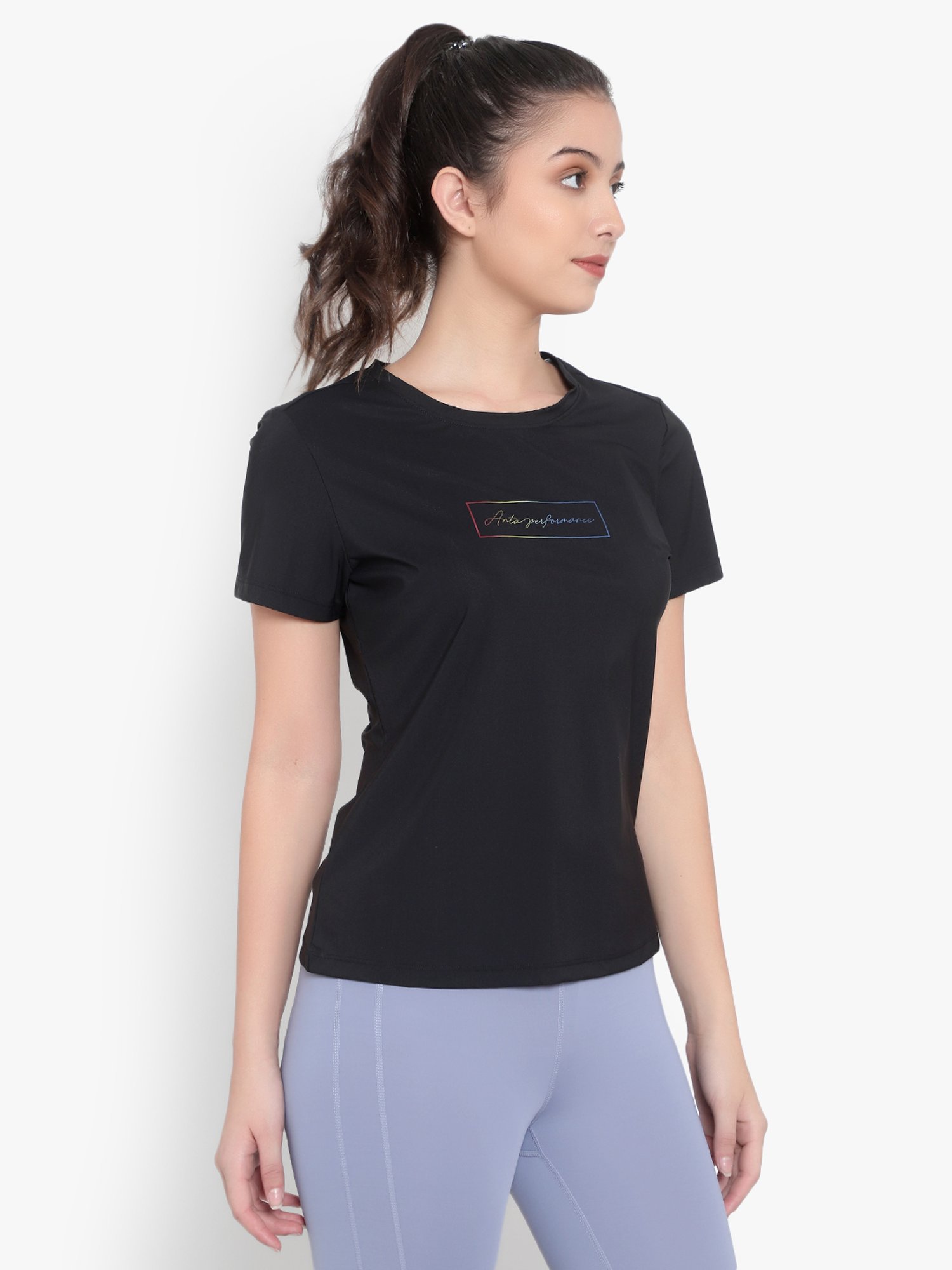 Anta Black Printed Sports T-Shirt