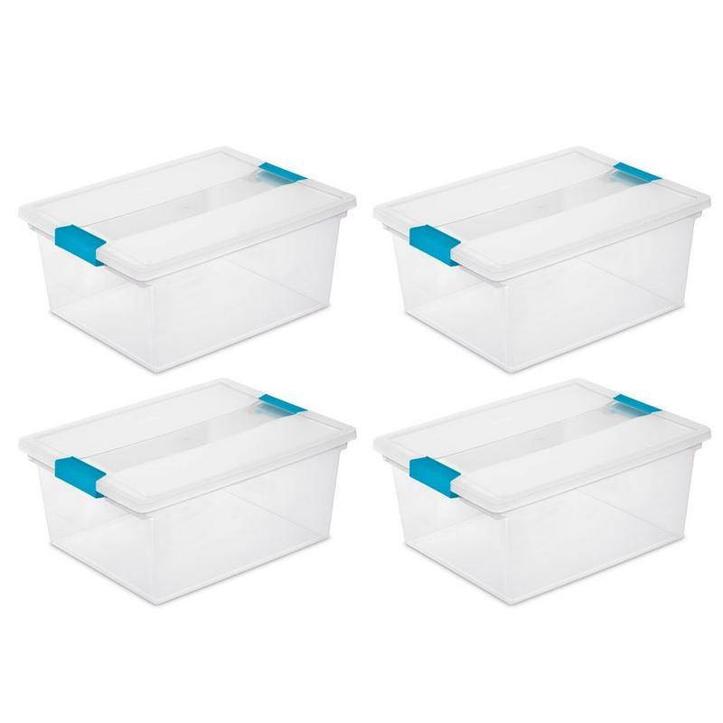 Sterilite 19658604 Deep Clip Box, Fern - 4-pack