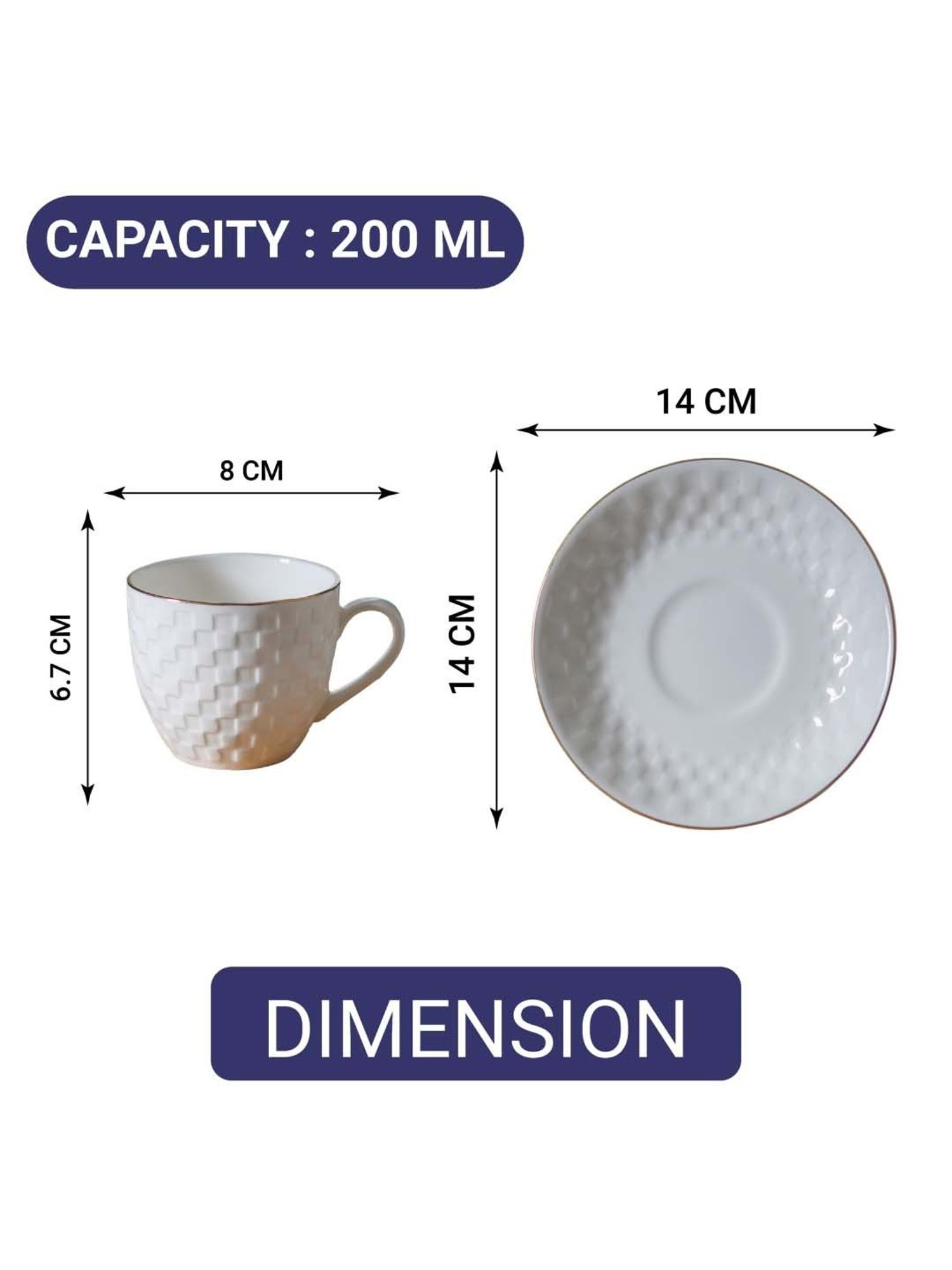 Femora White Ceramic 6-Piece Cup & 6-Piece Saucer Set
